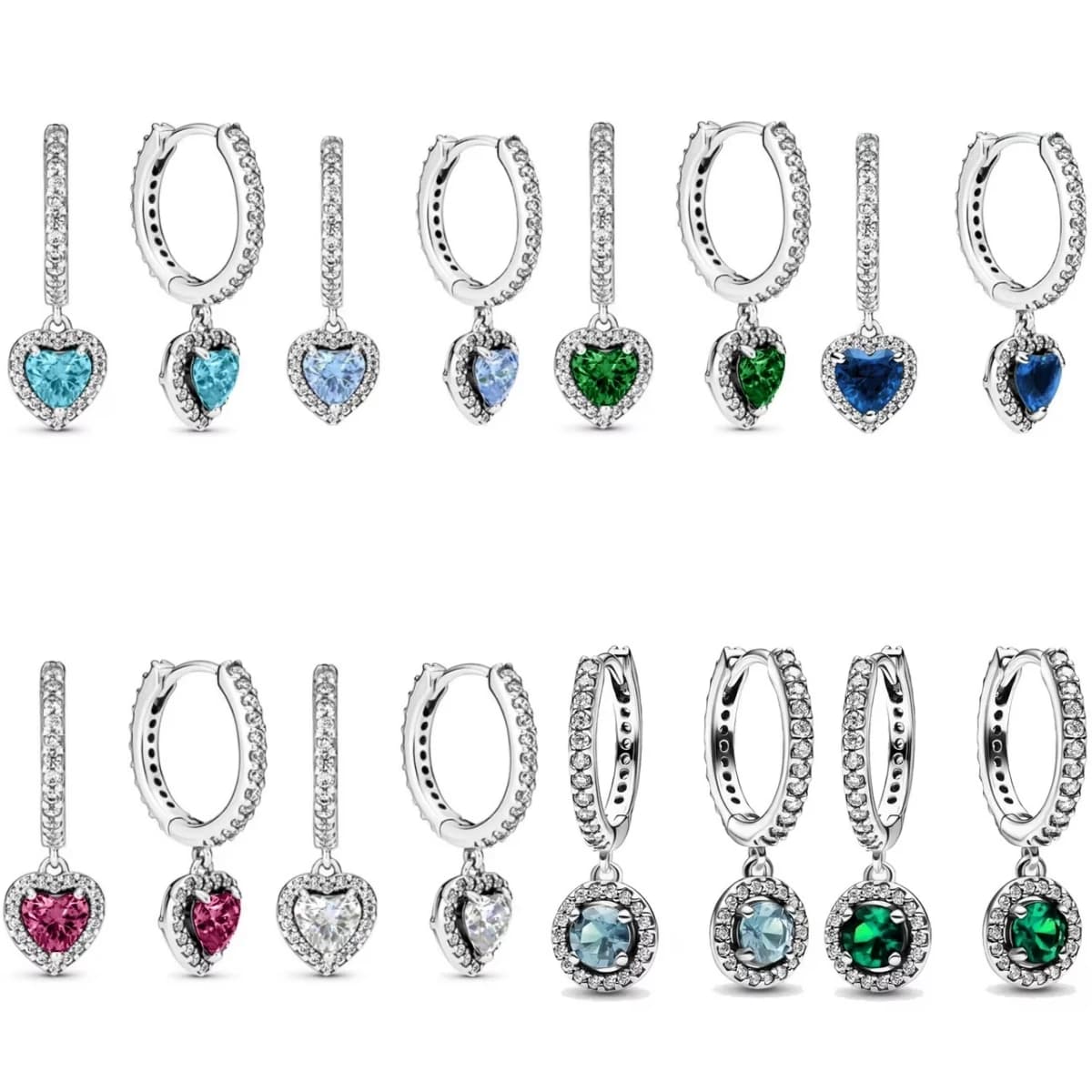 Vendita calda 925 cerchio d'argento amore infinito fiore blu pietra bianca oro orecchini pendenti a forma di cuore rotondo per le donne gioielli fai da te