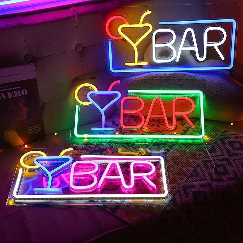 Bar Insegne al neon a LED Cocktail Birra Caffè Luci Decorazione da parete Bar Club Negozio Negozio Festa Insegna personalizzata Bevanda Bere Cafe Negozio APERTO