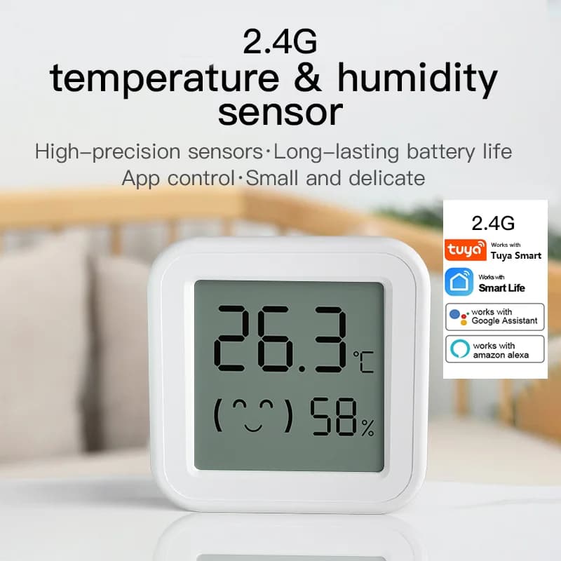 Temperature Humidity Sensor Bluetooth Mini LCD Screen Smart Tuya APP Remote Voice Control Thermometer Google Hygrometer