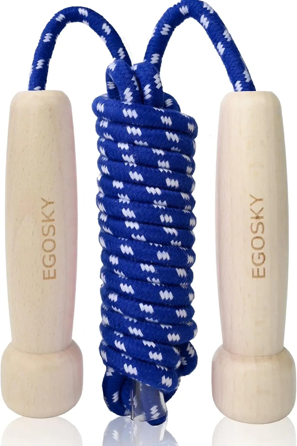 Jumping rod with adjustable wooden handle for women, men, children - Outdoor fitness (Blu)
