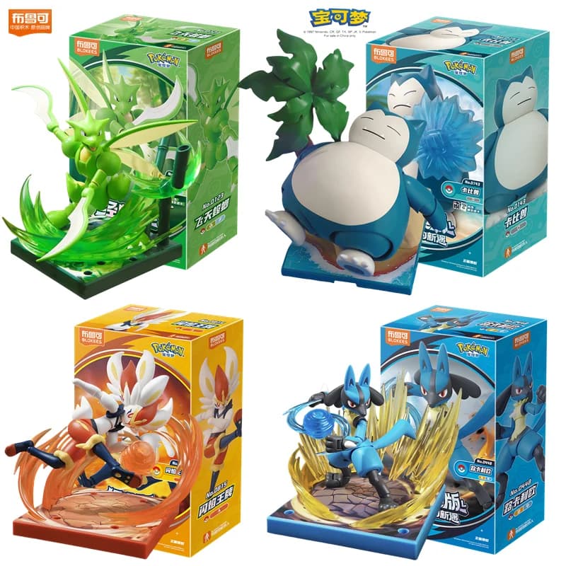 Blokees Pokemon Figura Snorlax Cenerace Lucario Scyther Action Figure Modello Decorazione ornamentale Raccogliere giocattoli Regalo di Natale