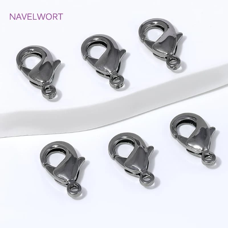 Connettori a moschettone in ottone placcato nero da 12 mm, accessori per gioielli, chiusure per la creazione fai-da-te di bracciali e collane