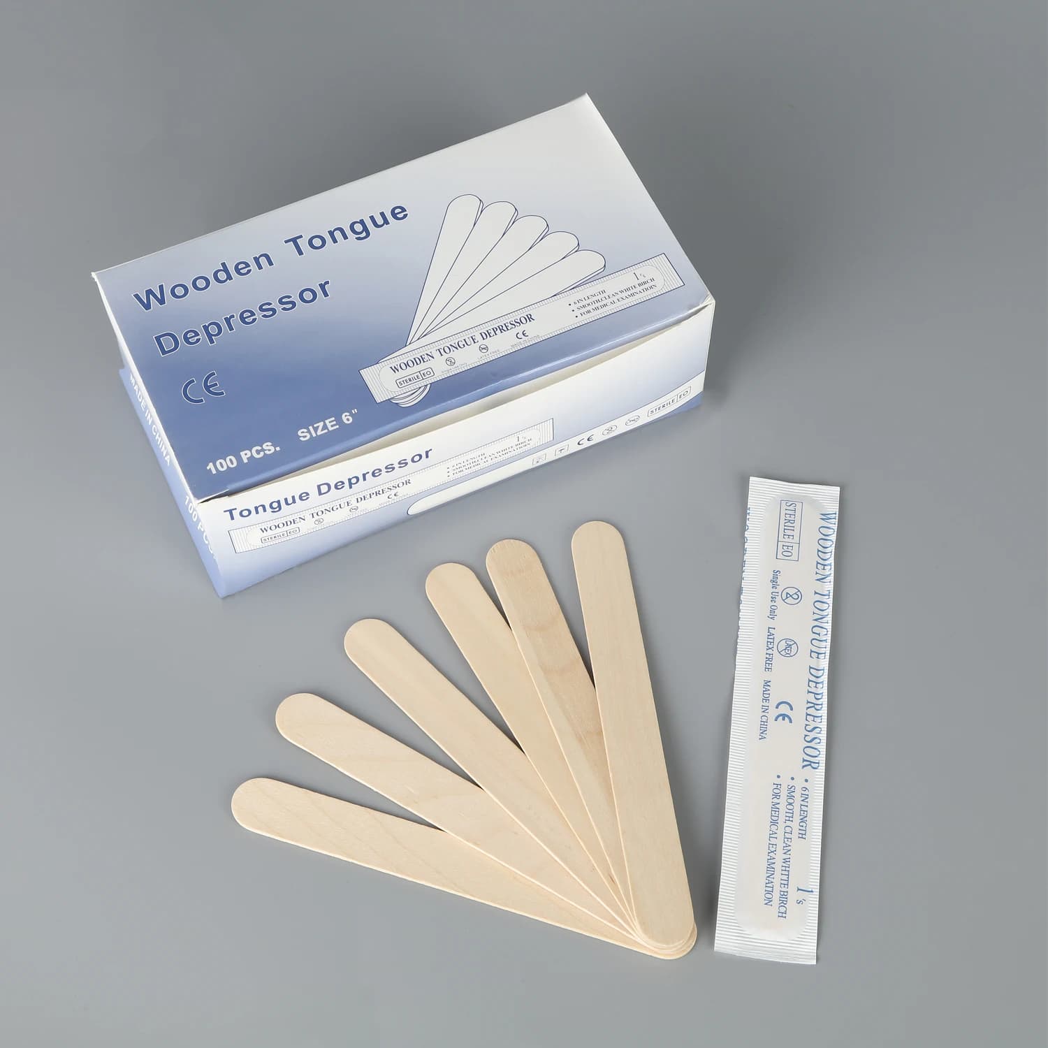 100/80/50/30/10PCS Depressore della lingua usa e getta Bastone per ceratura del tatuaggio in legno Confezione di carta individuale Bastoni per la depilazione Strumento per tatuaggi