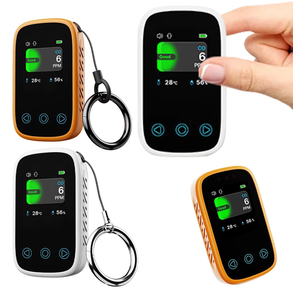Rilevatore di CO 3 in 1 con Display Digitale, Monitor CO Portatile Ricaricabile Tipo-C, Misuratore di CO, Temperatura e Umidità per Esterni e Garage