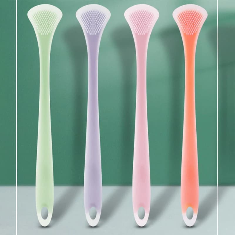NOVITÀ! Spazzola per la Pulizia della Lingua in Silicone Morbido, Strumento per la Pulizia a Doppio Lato, Massaggiatore e Raschietto per la Lingua, Strumento per la Cura dell'Igiene Orale