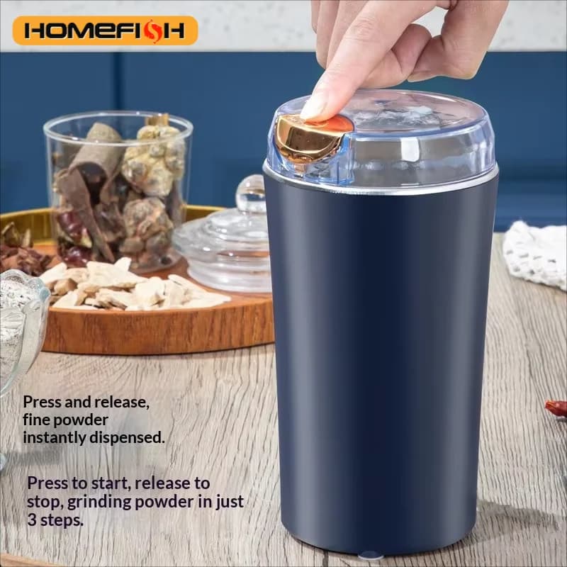 HOMEFISH 2025 Piccolo smerigliatrice elettrica per cereali Caffè Noci Fagioli Mulino Erbe Rettificatrice da cucina in acciaio inossidabile