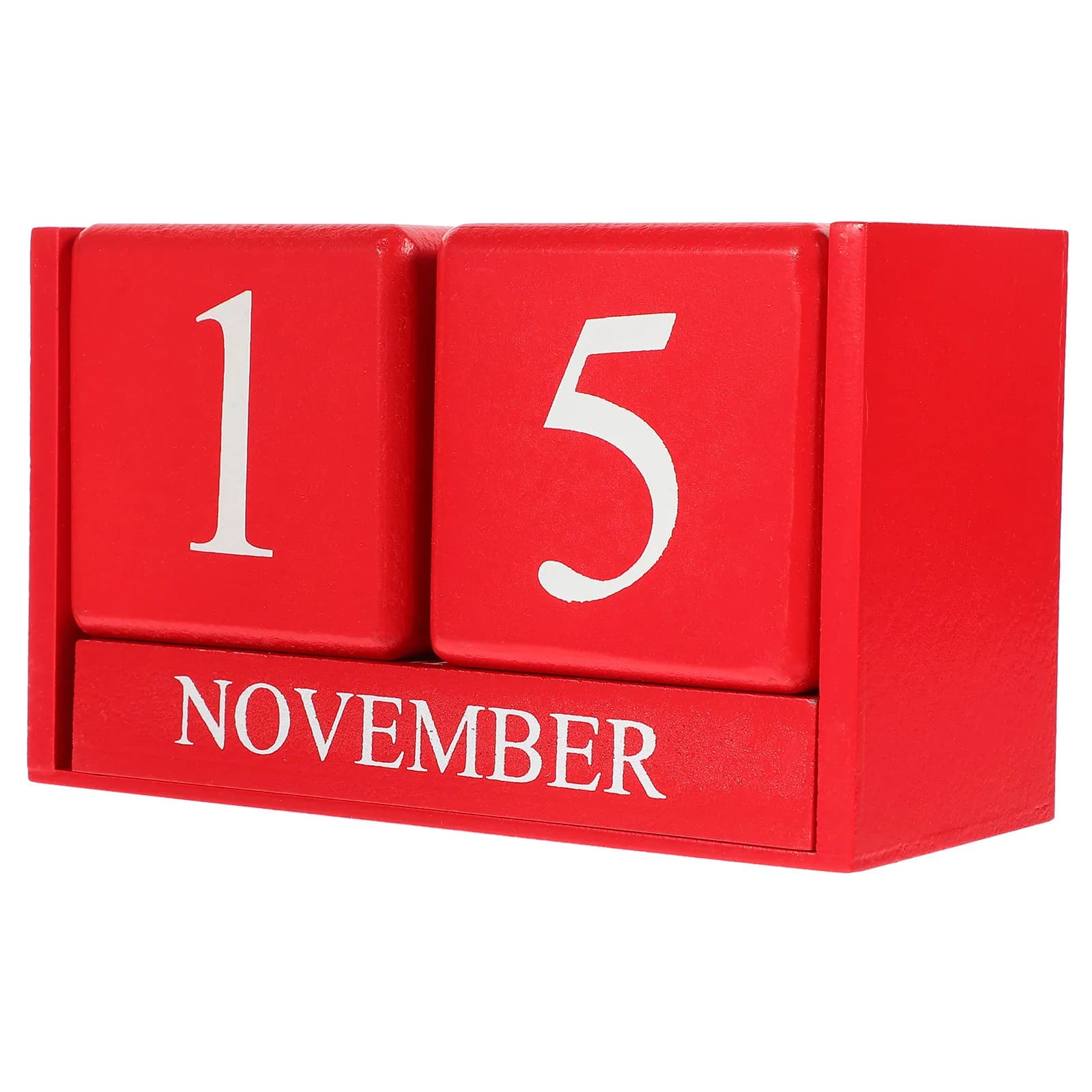 Calendario perpetuo da scrivania in legno con blocchi lunari numerati, in fibra di legno, riutilizzabile, regolabile, decorativo, da tavolo, per la casa