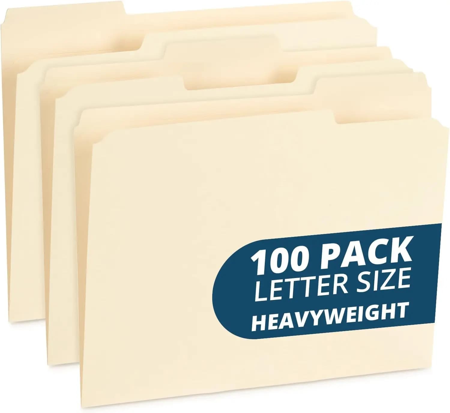 100 Cartelle Portadocumenti Resistenti Formato Lettera con Linguette Rinforzate, Carta Manila 14pt per Ufficio Casa Aula