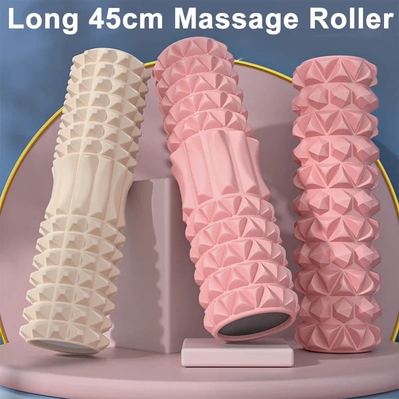 45cm High Density Foam Roller Yoga Column Deep Massage Fitness Equipment Sport Block EVA Muscle Relaxation Pilates Exercises in the gym
