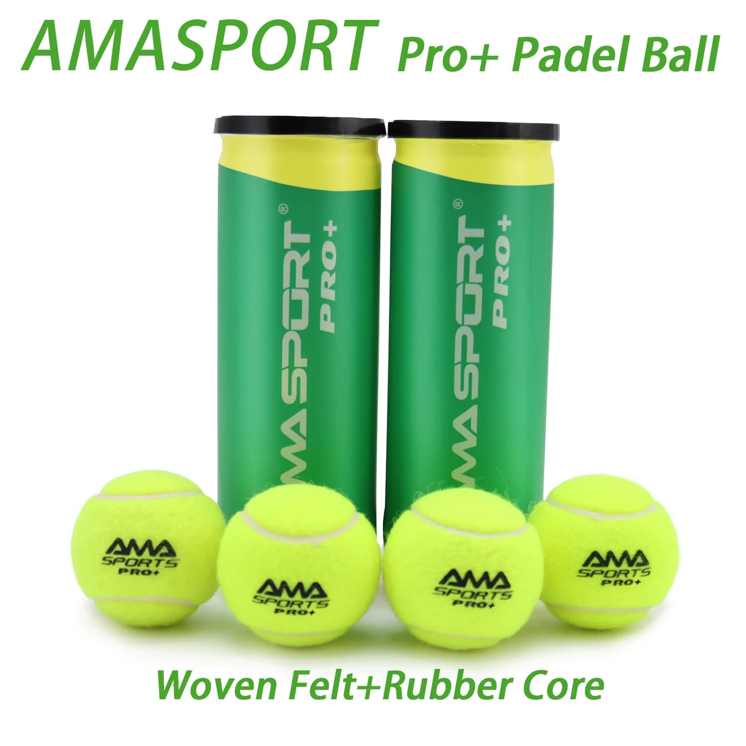 AMASPORT Palla da padel pressurizzata Palla da tennis professionale da padel ad alto rimbalzo 47% feltro intrecciato in lana Accessori da padel di alta qualità