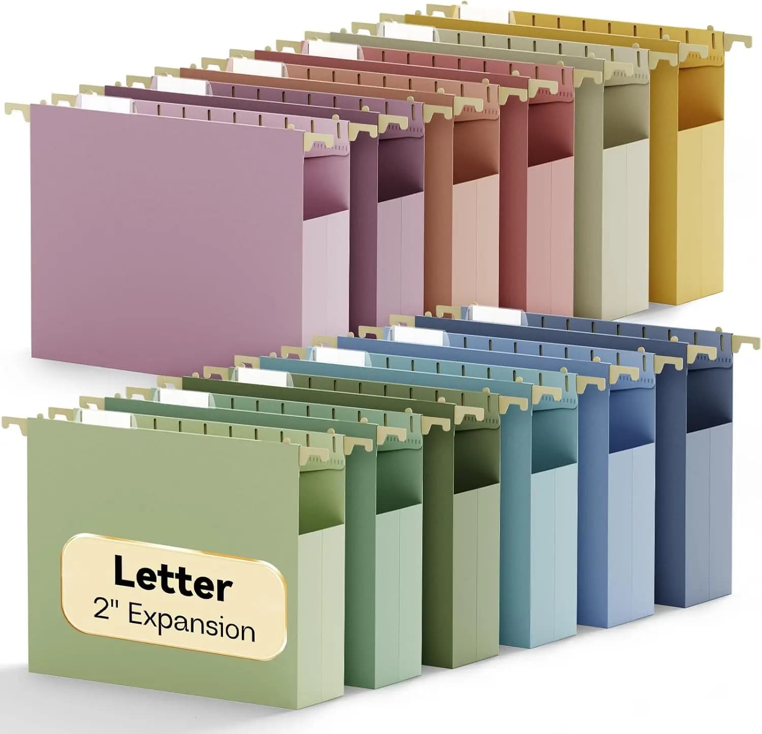 Confezione da 12 Cartelle Espandibili da Appendere da 2 Pollici, Formato Lettera, in Plastica Resistente, Colori Pastello, con Linguette