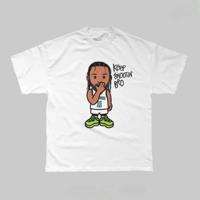 Short sleeve cotton t-shirt with Morant cartoon pattern for basketball, for summer 2026, casual sportswear strong sizes for adults and children