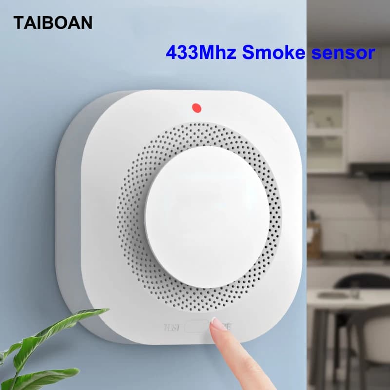 Rilevatore di fumo wireless 433 MHz Sensore di allarme antincendio Protezione Sistema di sicurezza domestica Attrezzatura antincendio per vigili del fuoco Funziona con l'host dell'allarme