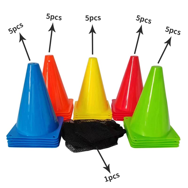 25 Coni Colorati per Allenamento Calcio, Marcatori in Plastica per Agilità, Coni Portatili per Ostacoli Sportivi