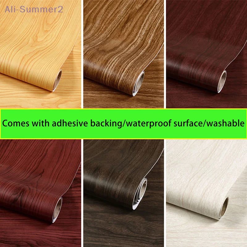 Wall decal self-adhesive waterproof with wood veins, closet door, desktop, modern furniture, renovation, detachable and glued wallpaper