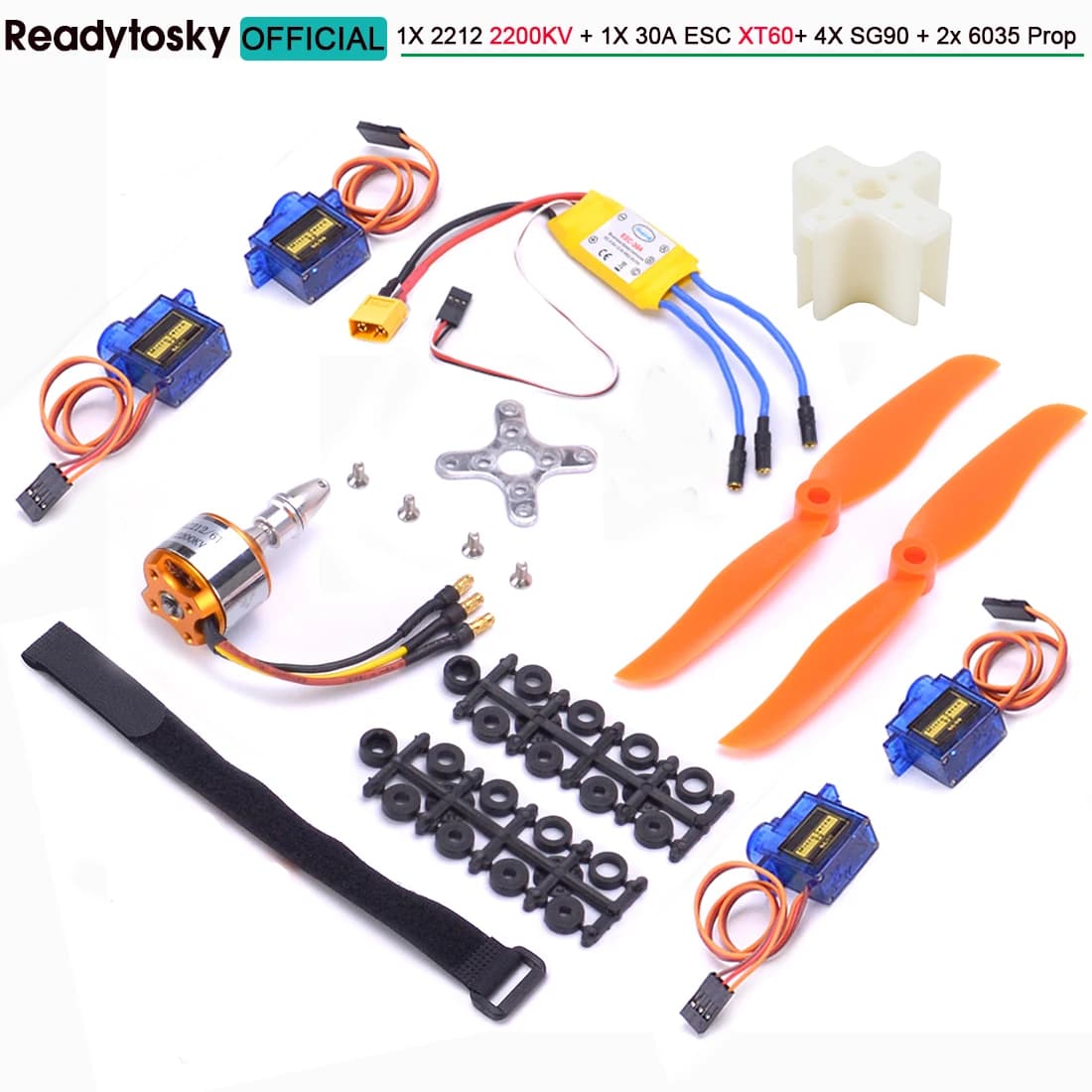 A2212 2212 1400KV 2200KV Motore Brushless 30A ESC SG90 9G Micro Servo Elica da 6 pollici/8 pollici per RC Aereo ad Ala Fissa Elicottero