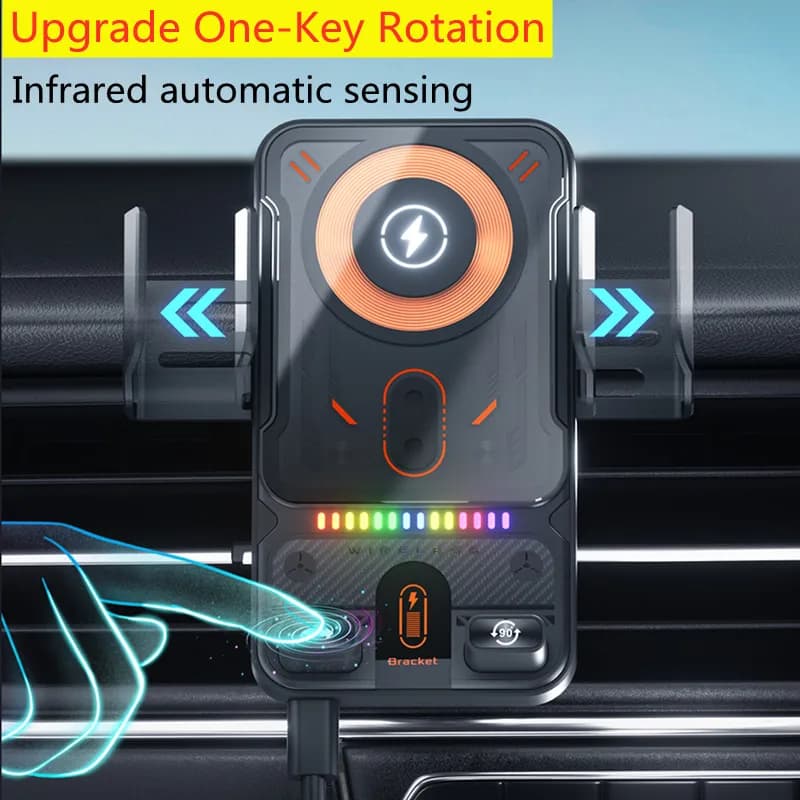 One-Touch 360° Rotating Automatic Phone Support, Wireless Super Fast Charging for iPhone 17 16 15 14 Samsung