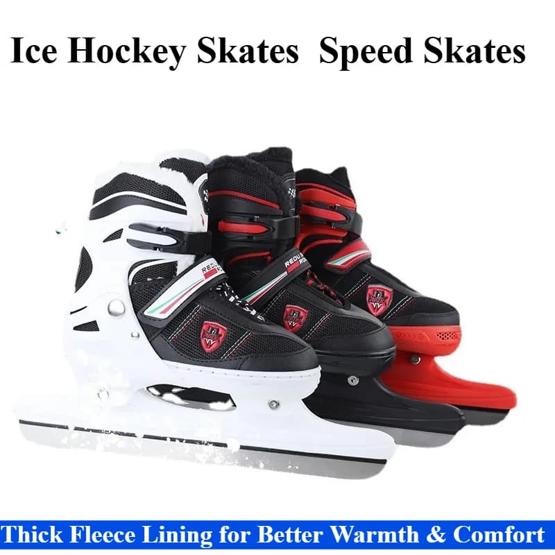 Adjustable Hockey Skate Shoes Speed Skate Shoes Winter Thicken for Adults & Kids Hermal Warm Waterproof Ice Skating Shoes 1 Pair