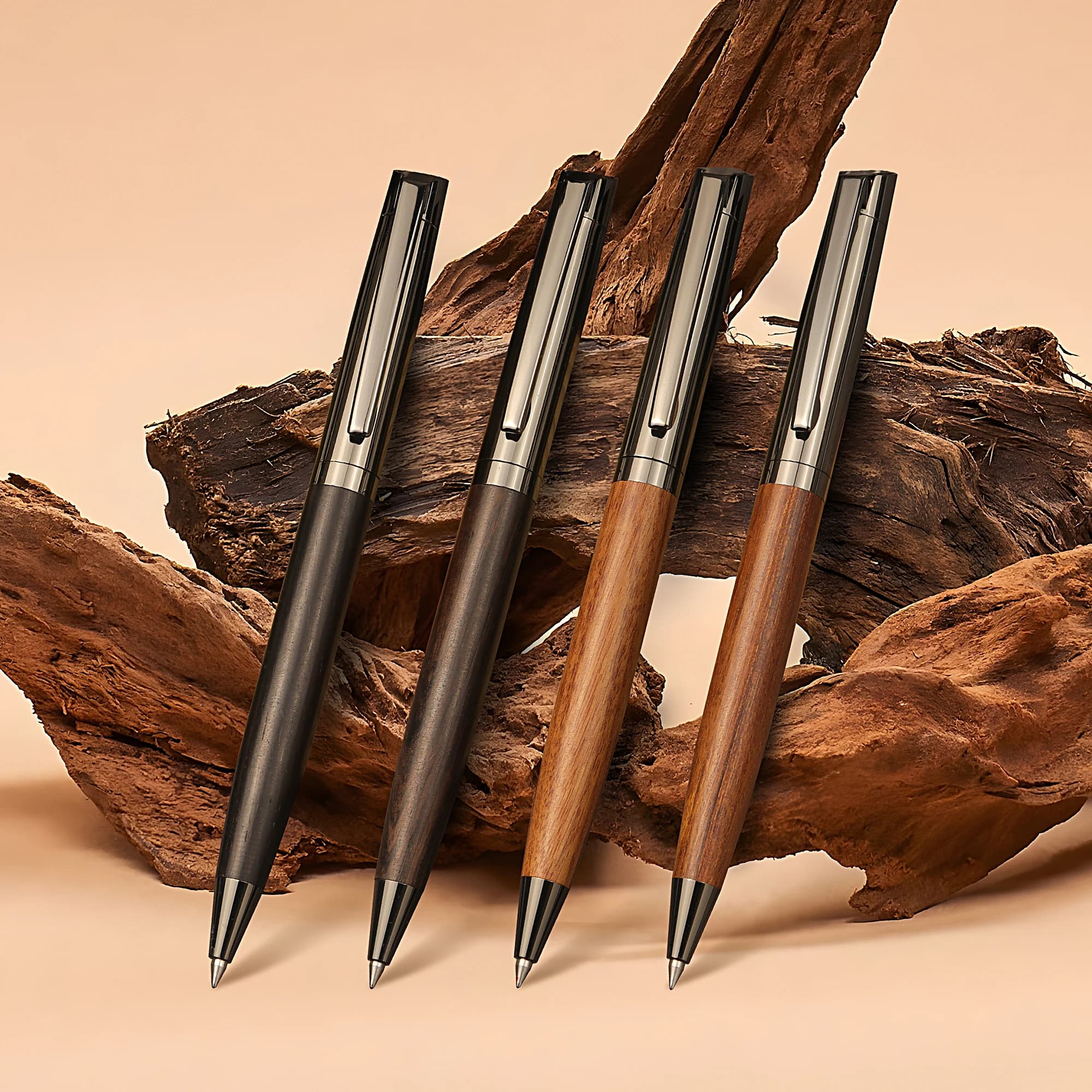 1 set of premium metal ballpoint pens with wooden body for a smooth writing experience and a high-end design - black ink - for office - with housing