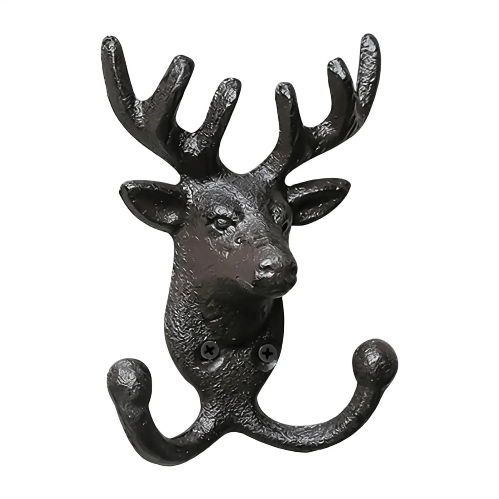 Gancio da parete in ghisa a forma di testa di cervo retrò, decorazione rustica in ferro a forma di testa di cervo, gancio appendiabiti decorativo resistente per appendere chiavi, cappelli, asciugamani