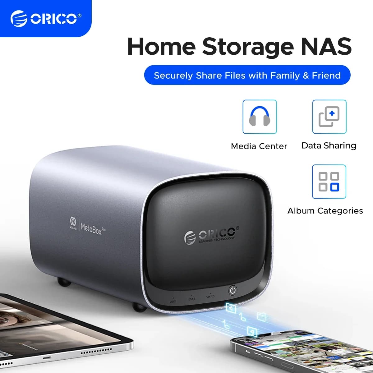 Archiviazione familiare ORICO MetaBox supporto di archiviazione collegato alla rete di tipo C da 3.5 "accesso remoto condividi dati famiglia Video (Diskless) NAS