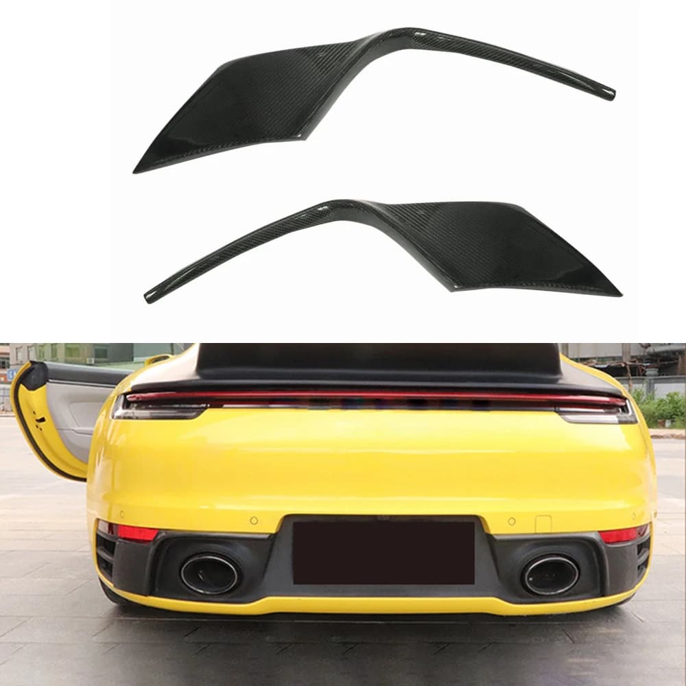 Per Porsche 911 992 2019 + Fibra di carbonio Paraurti posteriore Diffusore Coltello a vento Splitter Copertura Piastra di protezione di scarico Kit corpo Accessori