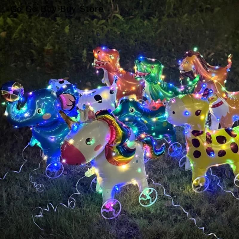 Palloncini in lamina 4D a forma di gatto, cane, elefante, con ruote, per decorazioni di feste di compleanno per bambini e baby shower