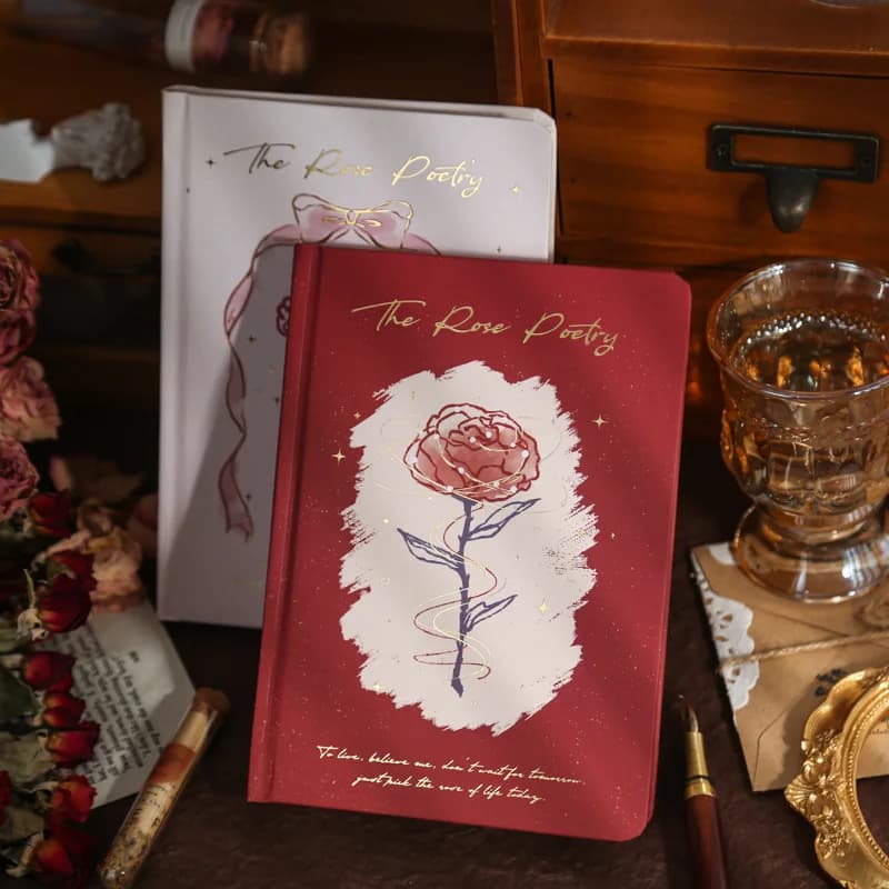 Hardface hardcover edition, Rose Epic series, small fresh hand-painted plant and flower illustration notebook