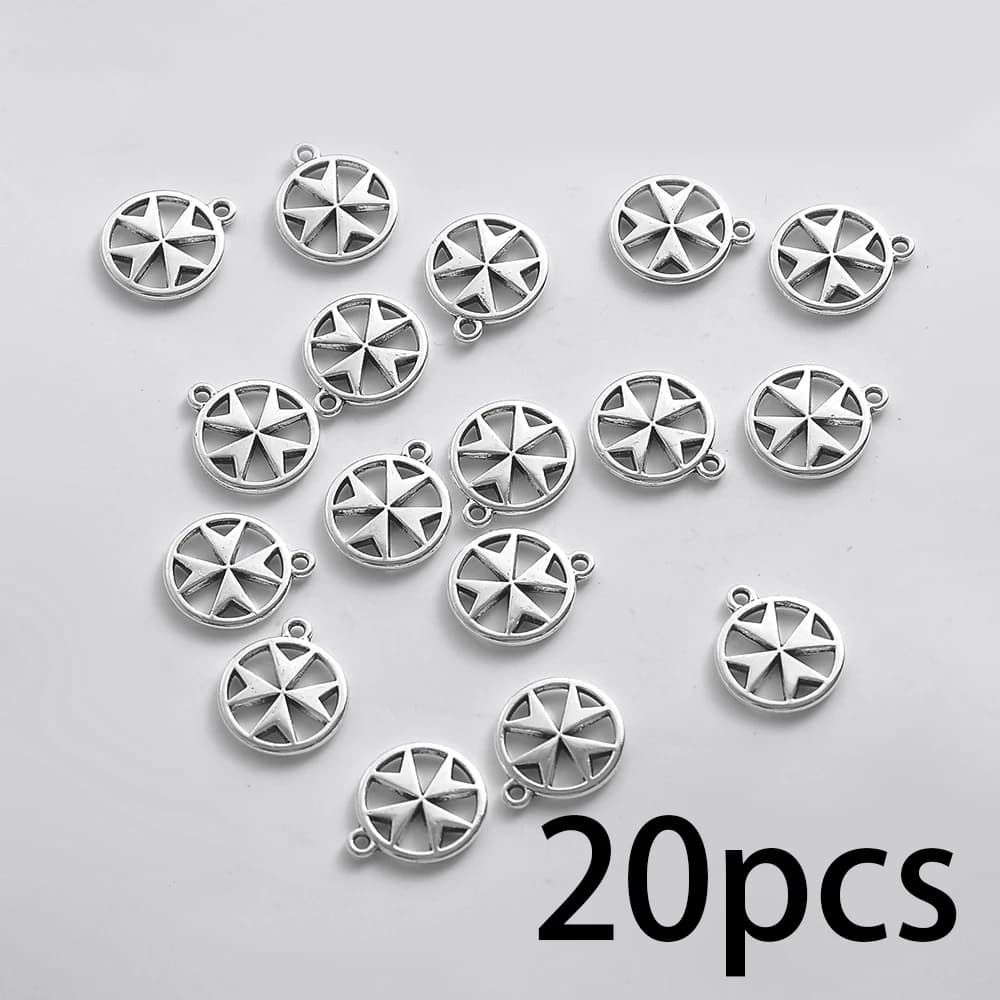 20-Piece Set of Hollow Hexagram Round Pendants, Available in Two Colors, Star-Shaped Mini Pendants, Suitable for DIY Bracelets, Necklaces, and Earrings, Simple Geometric Handmade Beaded Jewelry Accessories