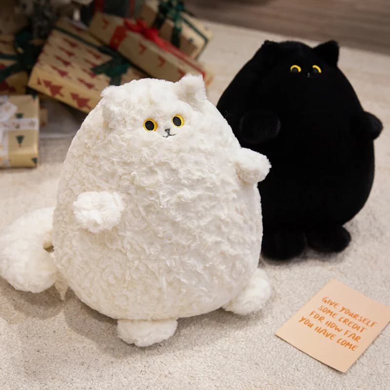 Stuffed Animal Plushie Cat Stuffed Animal Fat White Black Plush Cats Toys Cuddly Companions Round Pillow Toys For Girls
