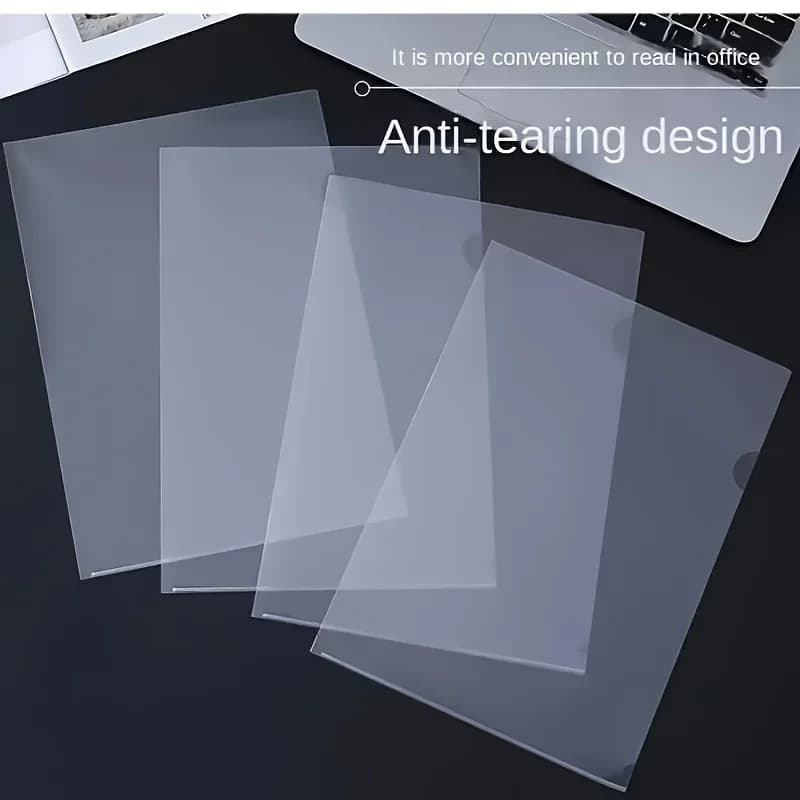 10 Pezzi Cartella Trasparente a L in PP Formato A4, Portadocumenti a 2 Pagine, Organizzatore per Archiviazione Ufficio