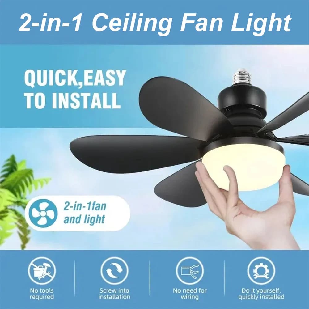 Ventilatore da Soffitto 40W con Illuminazione Dimmerabile, Temperatura Colore Regolabile, Montaggio a Soffitto Moderno, Telecomando, Luce LED E27 Intelligente