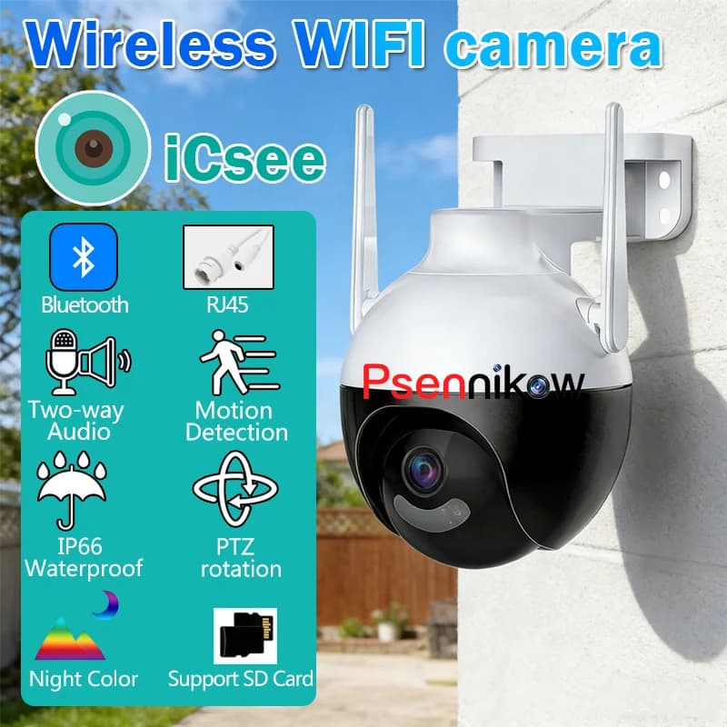 Telecamera CCTV di sicurezza da 4 MP ICSEE 4K 8MP PTZ WiFi Telecamera IP AI Rilevazione umana Audio video sorveglianza bidirezionale impermeabile