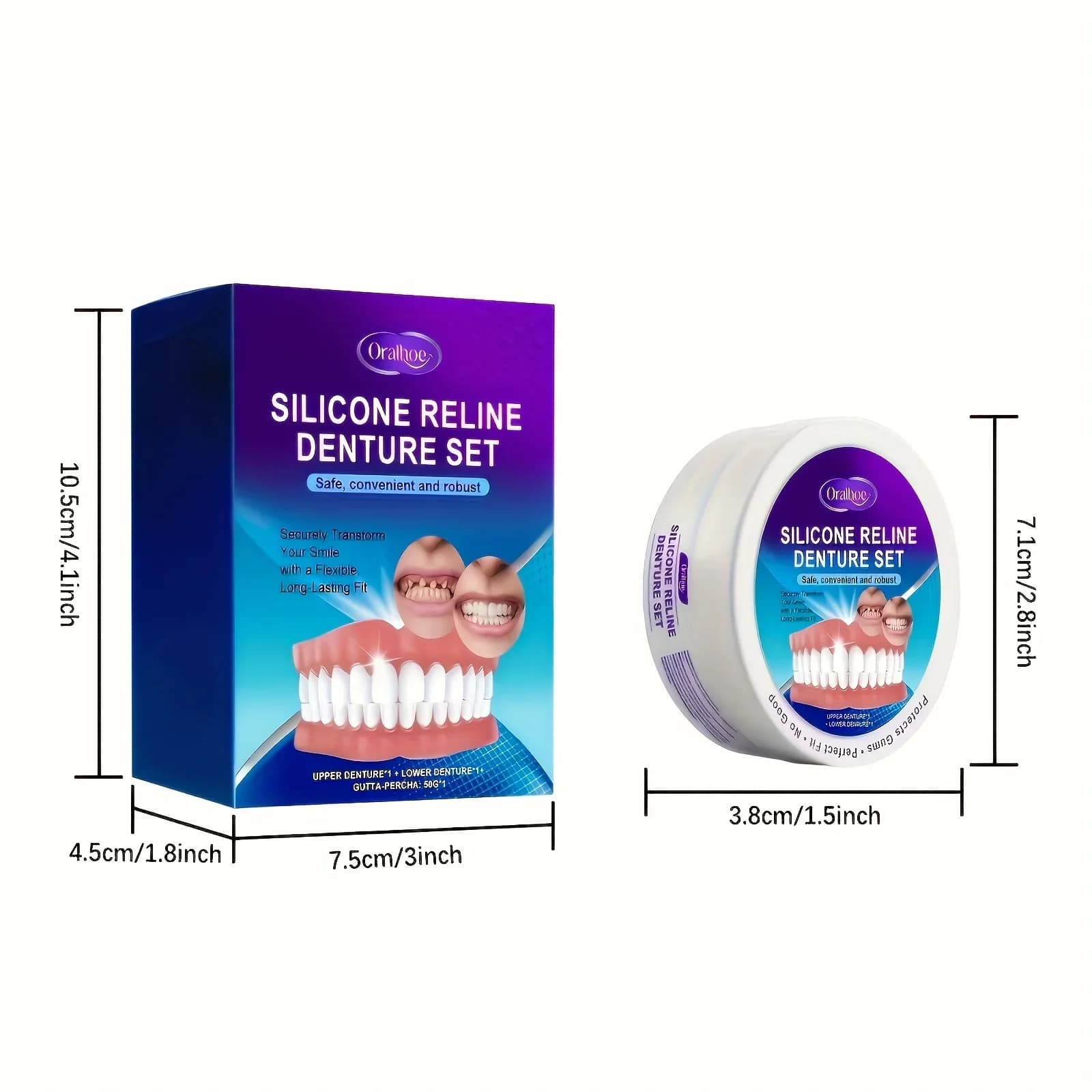 Faccette Dentali Cosmetiche a Incastro, Denti Temporanei Superiori e Inferiori a Calzata Sicura, Miglioramento e Sbiancamento Naturale del Sorriso H2931-26