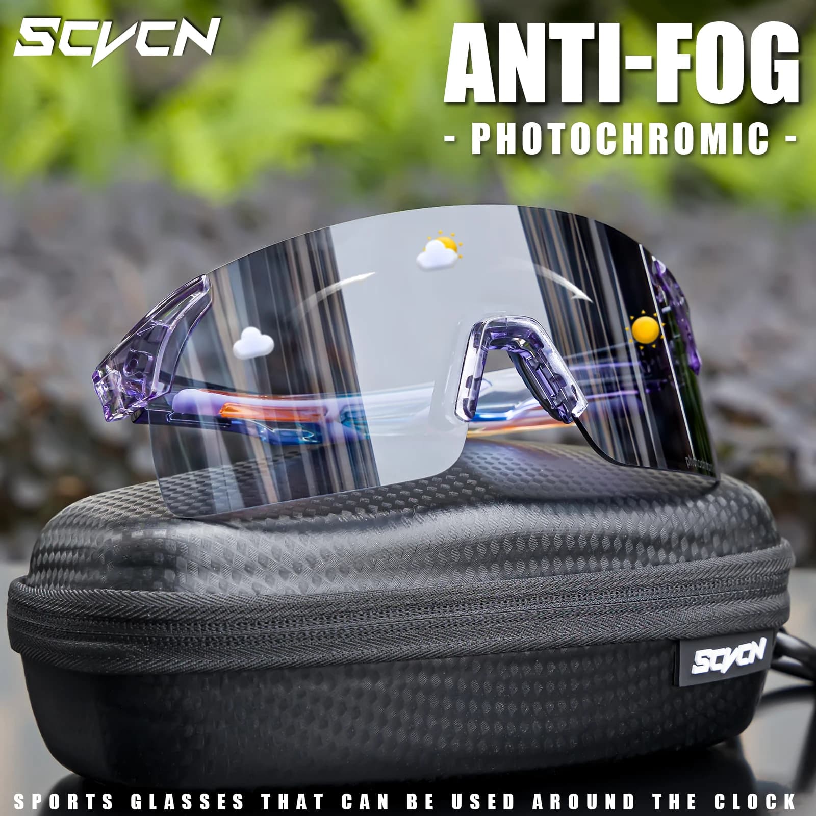 SCVCN Outdoor Anti Fog Occhiali da sole fotocromatici Uomo Strada Anti-fog Occhiali da ciclismo Bicicletta Donna Bici MTB UV400 Occhiali sportivi