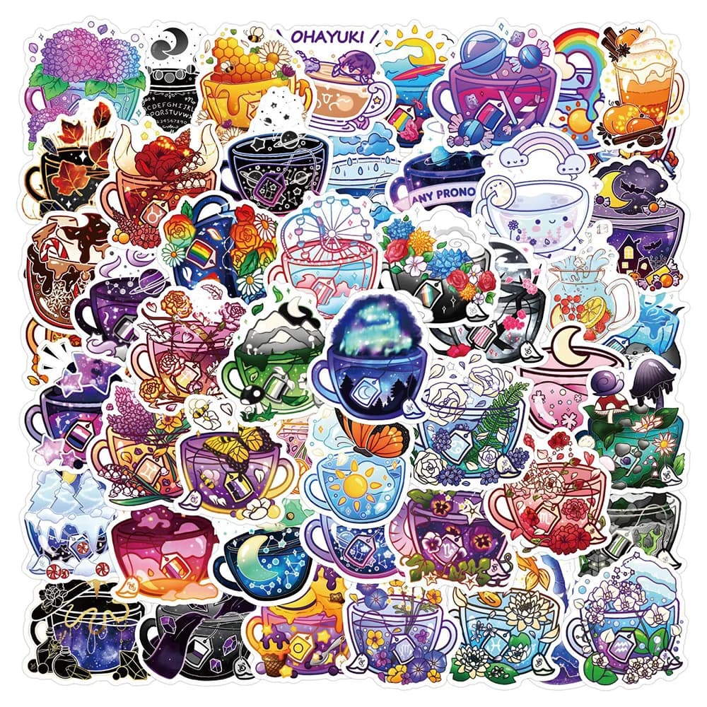 10/30/50pcs Cute Cartoon Bottle Flowers Stickers Aesthetic Graffiti Decals for Luggage Phone Stationery Waterproof Sticker Decor