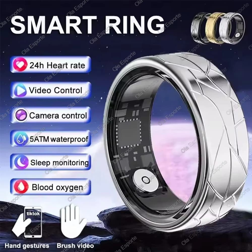 2025 New smart ring with refill case Man Woman Ring Heart rate Blood oxygen monitor IP68 and 5ATM Waterproof multi-sport mode