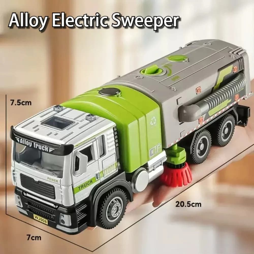 1:50 Lega Spazzatrice Elettrica Camion di Saneamento Modello In Lega Diecast Toy Car Suono Luce Porta Aperta Auto Giocattolo Educativo Per Bambini
