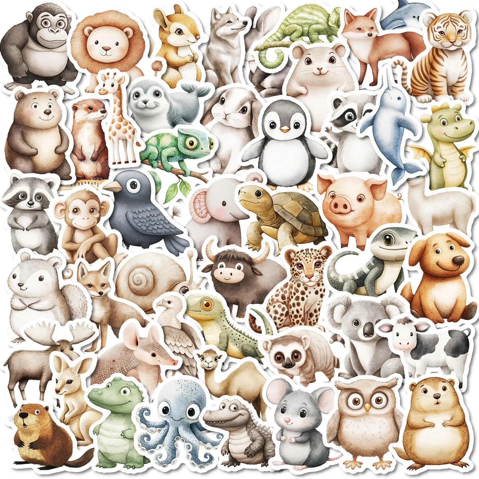 50 adesivi animali 3D per decorazioni per laptop fai da te Koala Pinguino adesivi fai da te per cancelleria per notebook