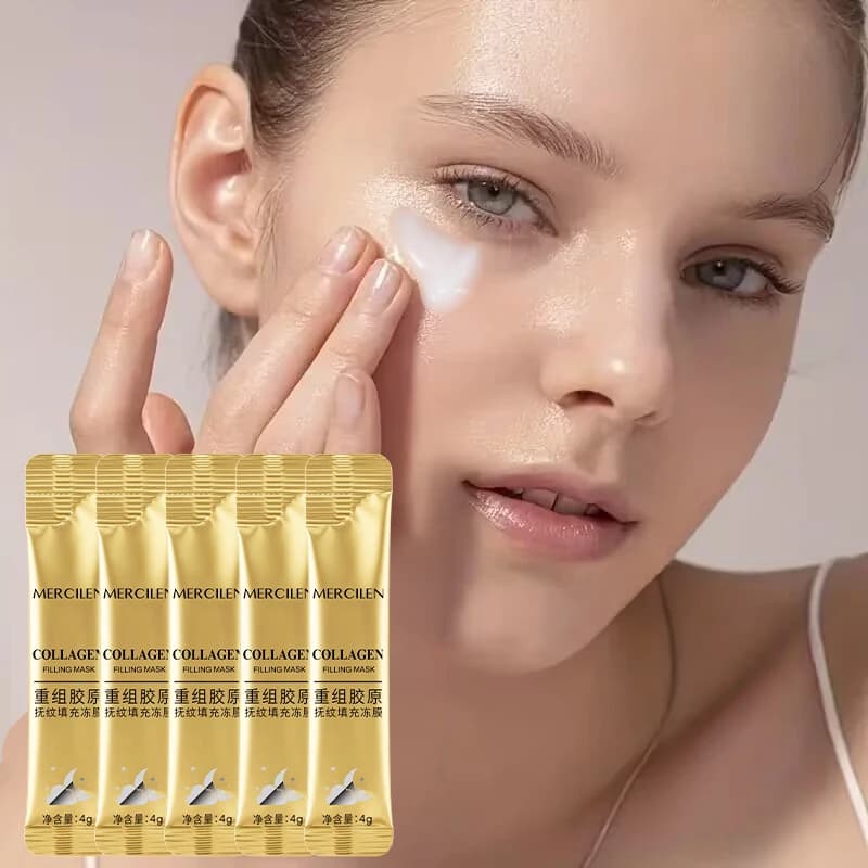 Mercilen Reconstructive Collagen Wrinkle Filler Gel Mask 4g x 60 packs, moisturizes, nourishes, and tightens the skin, deeply cleanses, brightens, and evens out skin tone, making the skin look younger, suitable for all skin types
