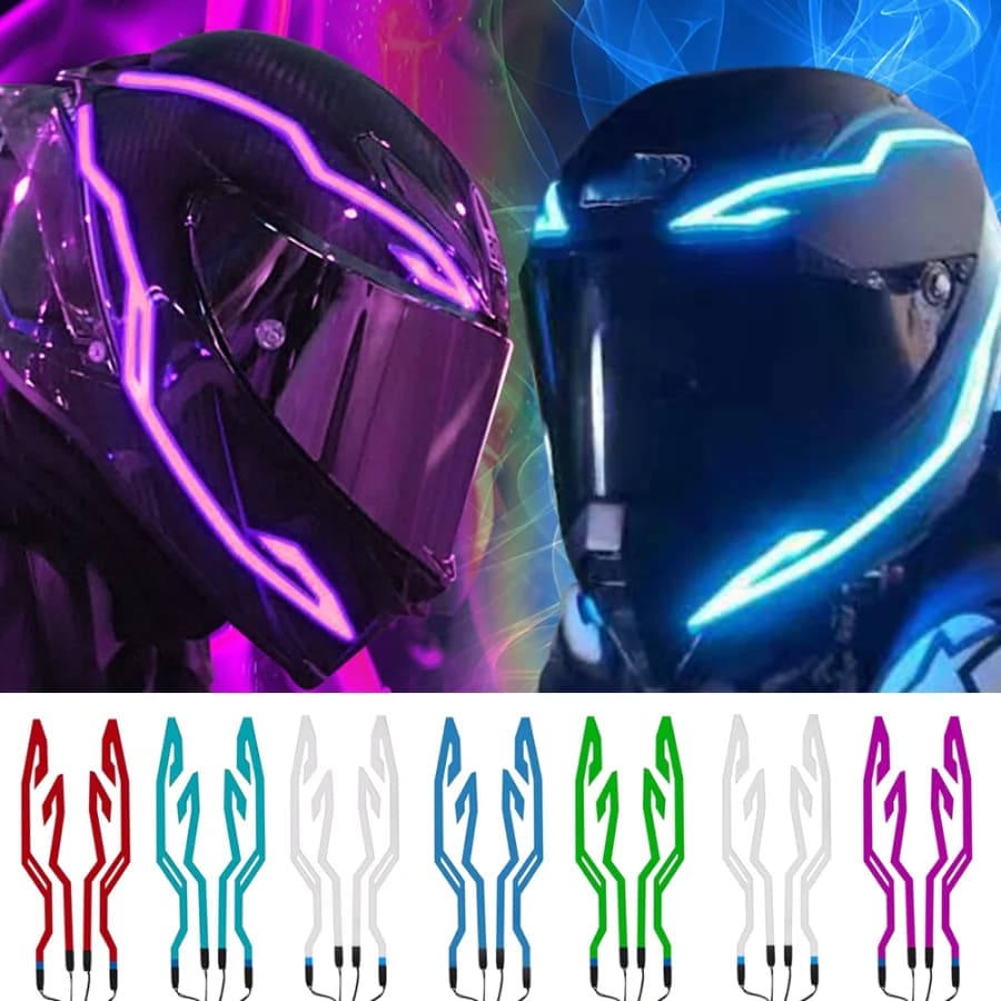 2025 LED Cold Light 4 in 1 Motorcycle Bike Helmet Strip EL Wall decal Lightweight Waterproof Motorcycle Night Guide Accessories