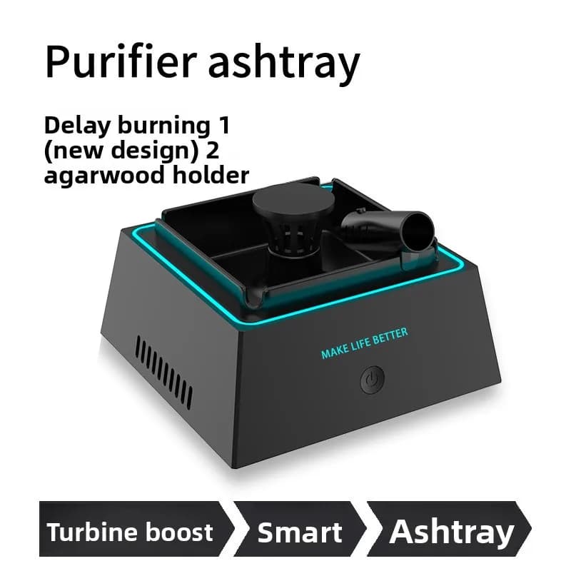 Posacenere purificatore d'aria intelligente per la casa Dispositivo di rimozione del fumo di ioni negativi ultra silenzioso a batteria da 36 dB
