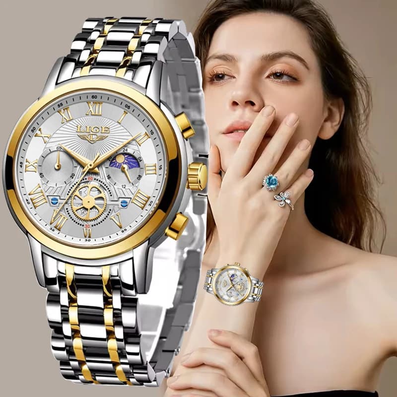 LIGE Waterproof watches Women's watch with stylish fashion bracelet for gift Luxury creative women's quartz wristwatch from the best brands