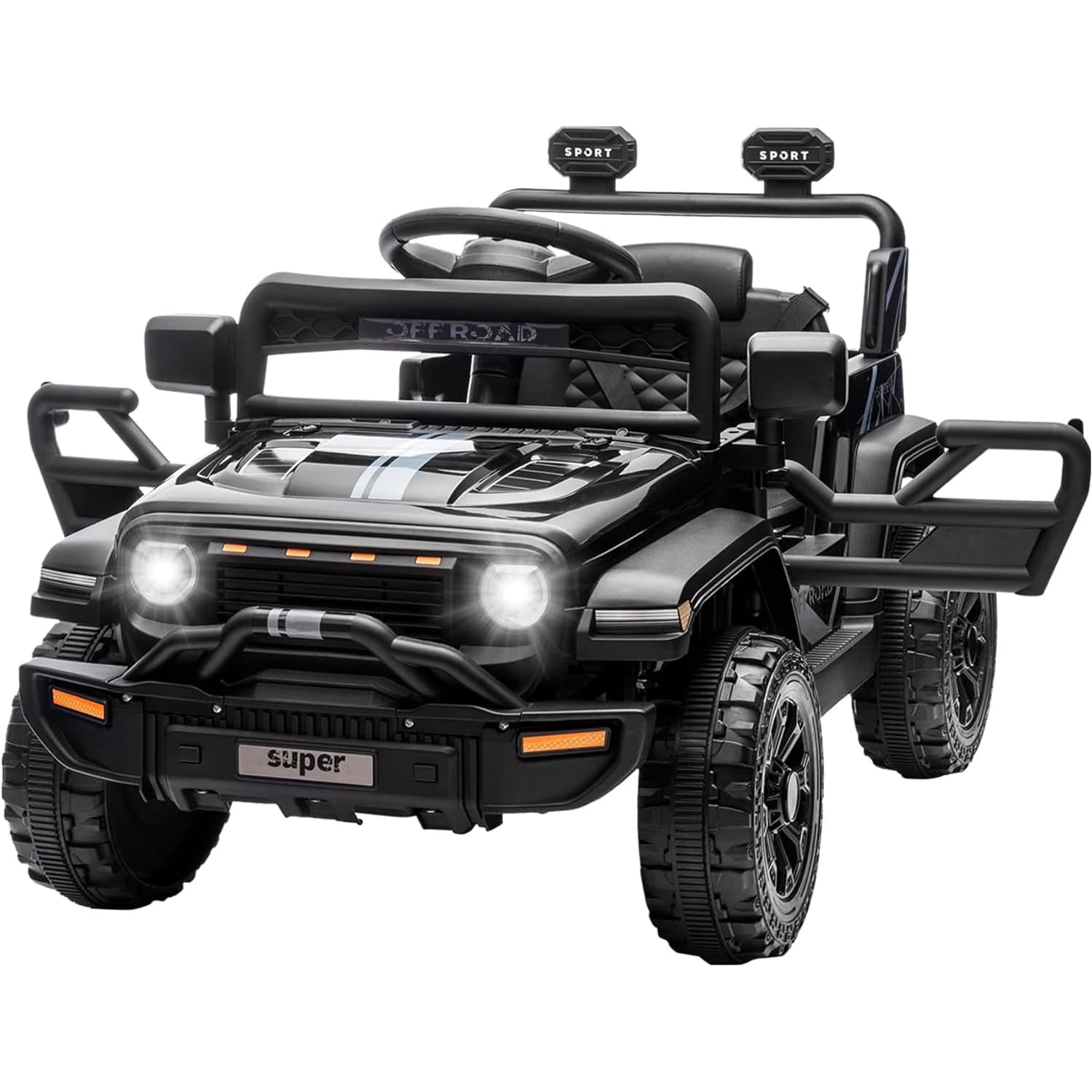 Auto Elettrica 12V per Bambini con Telecomando per Genitori, 2 Velocità, Sospensioni a Molla, Musica, Luci LED, Età 3+