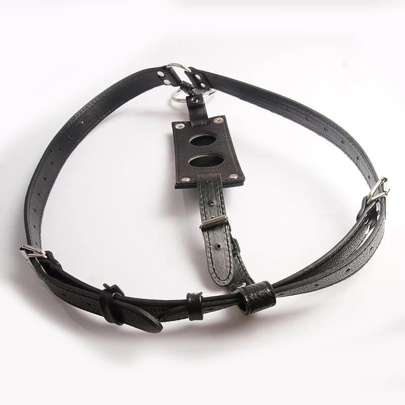 Leather Butt Plug Harness Holder,BDSM Chastity Belt Cock Ring,Slave Sex Toys for Men,Restraint,Bondage,Two Holes in the Pouch