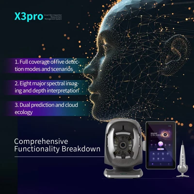 New X3PRO 3D AI Facial Scanner Analyzer Machine Multi Spectrum Moisture Scalp Detection UV Skin Hair Analysis Measuring Machine