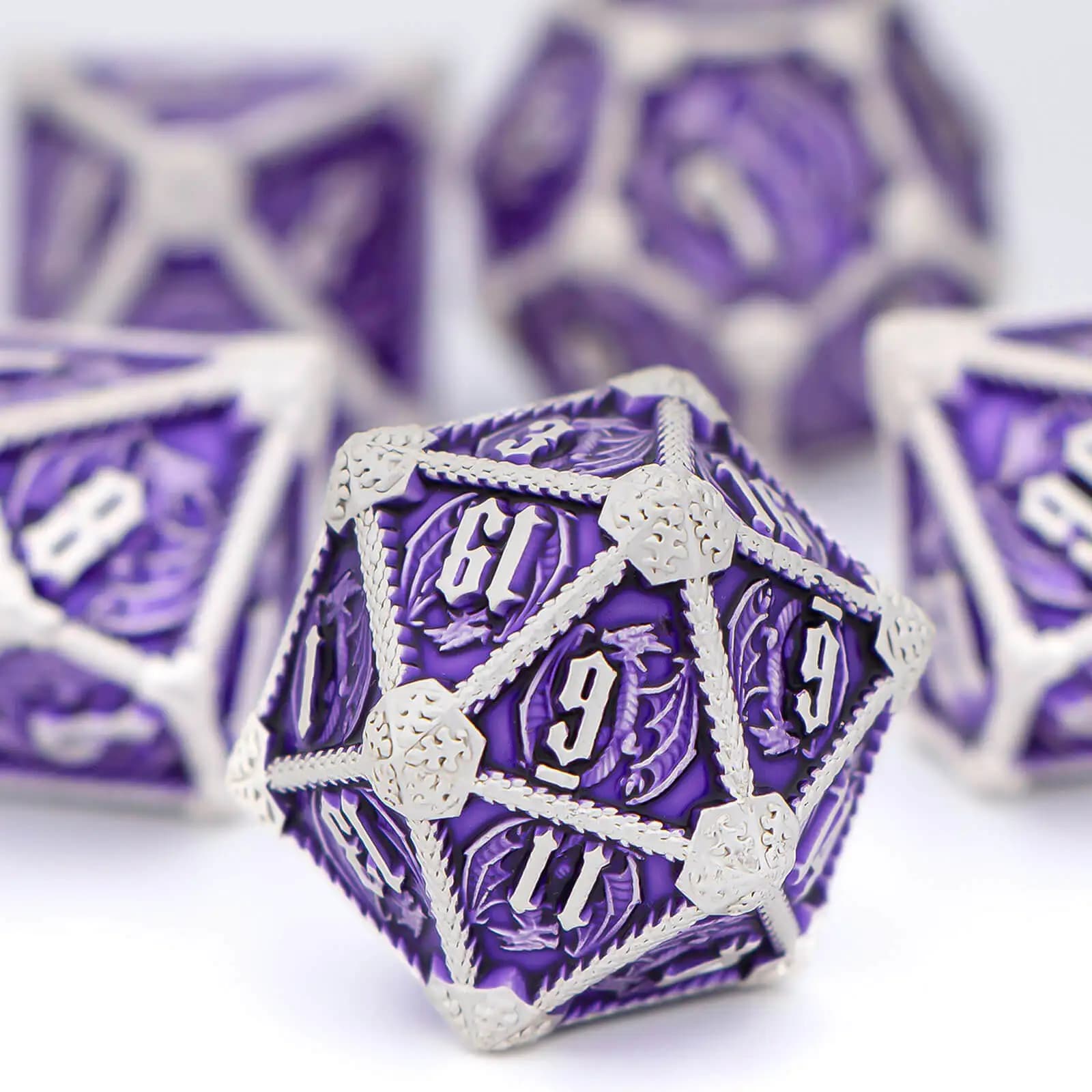 Set di dadi Dungeon e Dragon in metallo fatto a mano, set di dadi poliedrici DND D&D per giochi di ruolo RPG D20 D12 D10 D8 D6 D4
