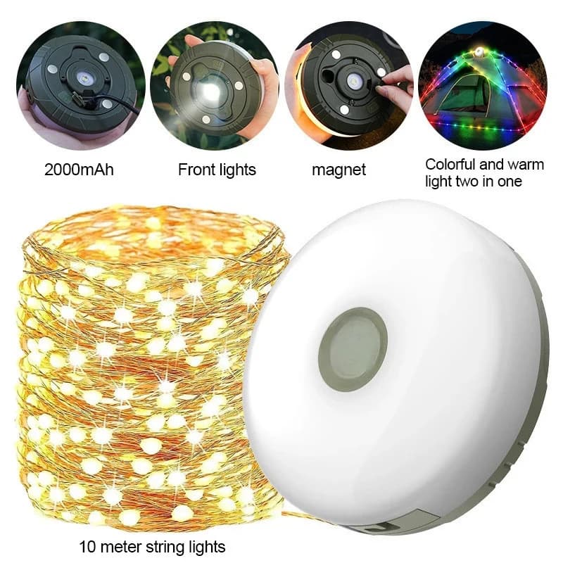 Luce da campeggio ghirlanda a LED con lampada da campeggio retrattile Luci a cordaAmosfera festosa colorata Illuminazione per tende da festa Glow Camp