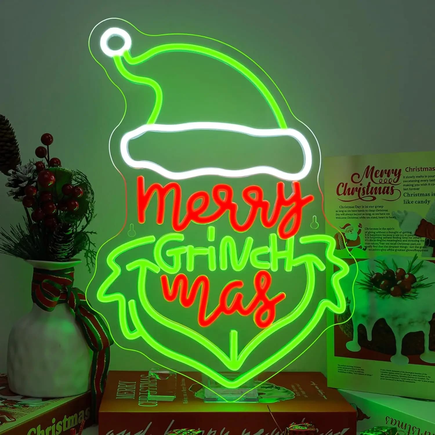 Insegna al neon di Natale Luce al neon a LED dimmerabile USB per pub Festa Bar Mostro stravagante Capodanno Decorazioni per la casa Regalo di luce di Natale