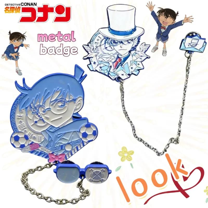 Spilla in metallo Anime Detective Conan Kaito Kid, Nuova spilla a cartone animato simpatica 2026, Spilla da bavero di alto valore per zaini e vestiti, Regalo per fan